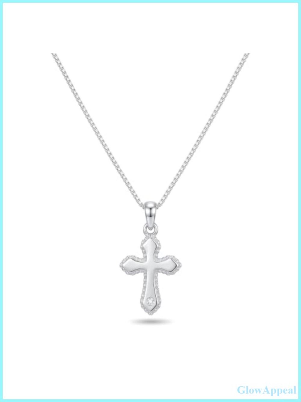 Sterling Silver Cross Necklace Girls CZ Stone First Communion Gift